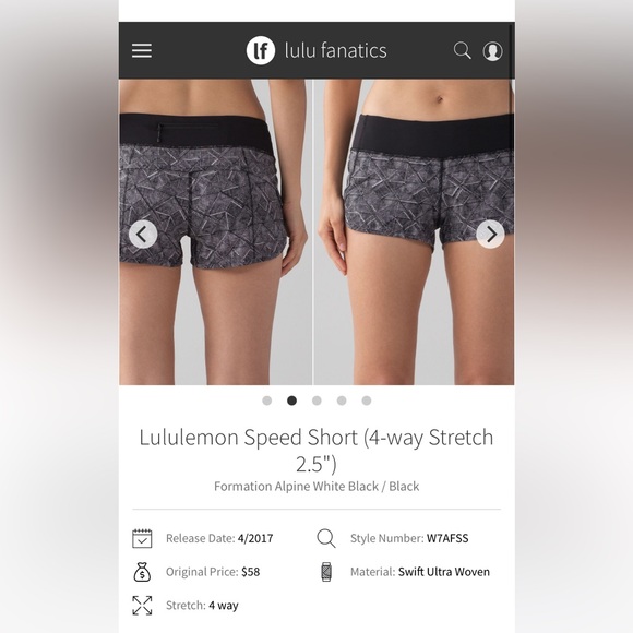Lululemon Speed Short Size 6, Length 2.5”, Formation Alpine White/Black - Picture 8 of 9